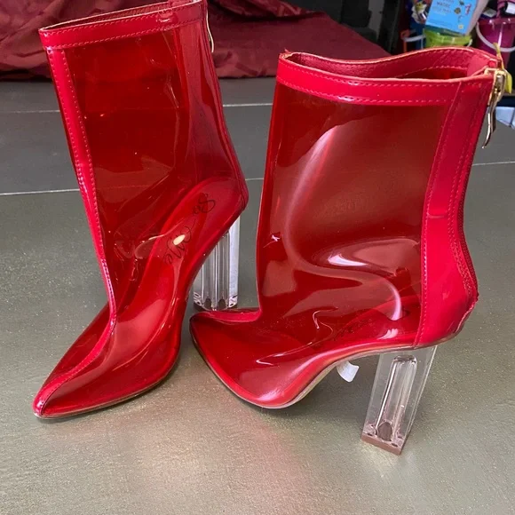 Red clear shop booties